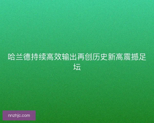 哈兰德持续高效输出再创历史新高震撼足坛